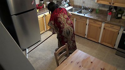 A Turkish cleaning maid is disturbed when her manager pulls out his meaty chisel and pounds her